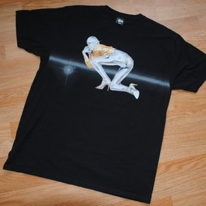 stussy x hajime sorayama art l black shirt mens us